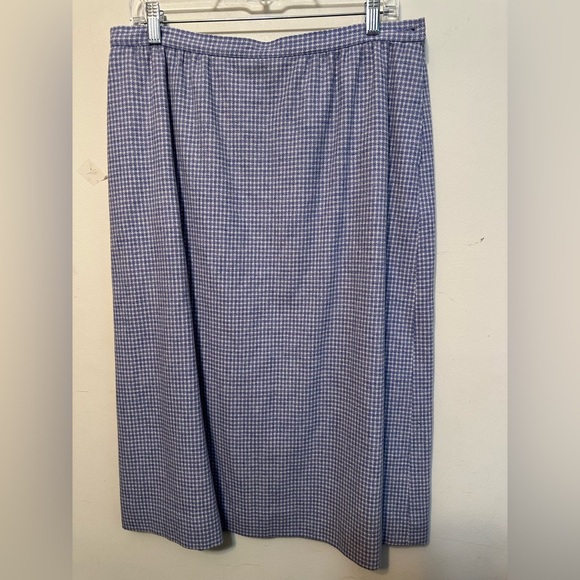 Vintage 80s Pendleton Herringbone Blue‎ Tweed 100% Wool Skirt Classic Size 18 - Picture 1 of 4